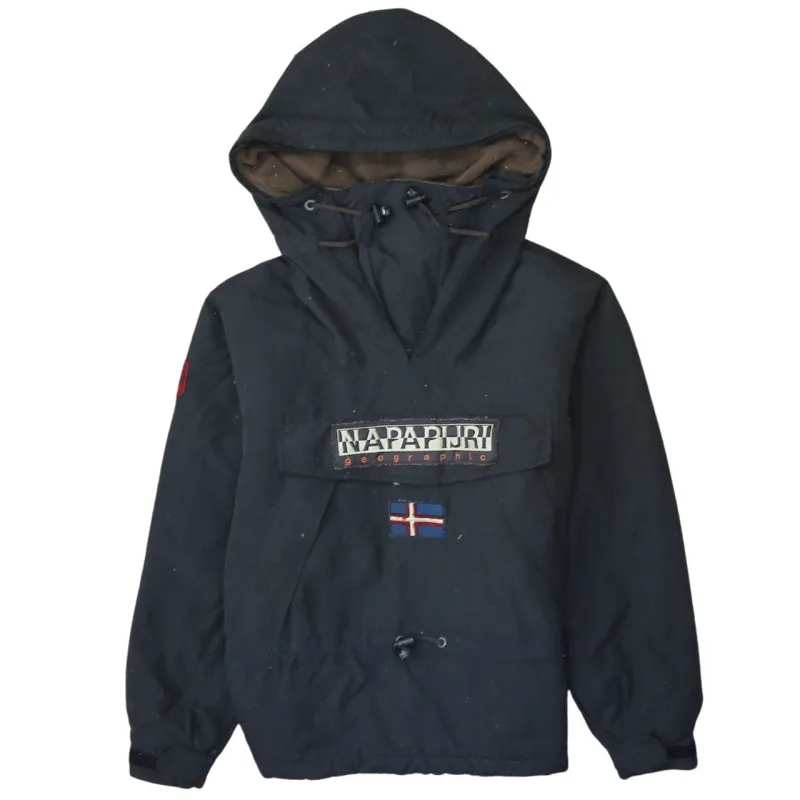 Napapijri 90's Spellout Pullover Windbreaker Small  Black made by Napapijri