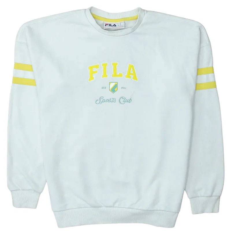 Fila 90's Spellout Crew Neck Sweatshirt XSmall White made by Fila