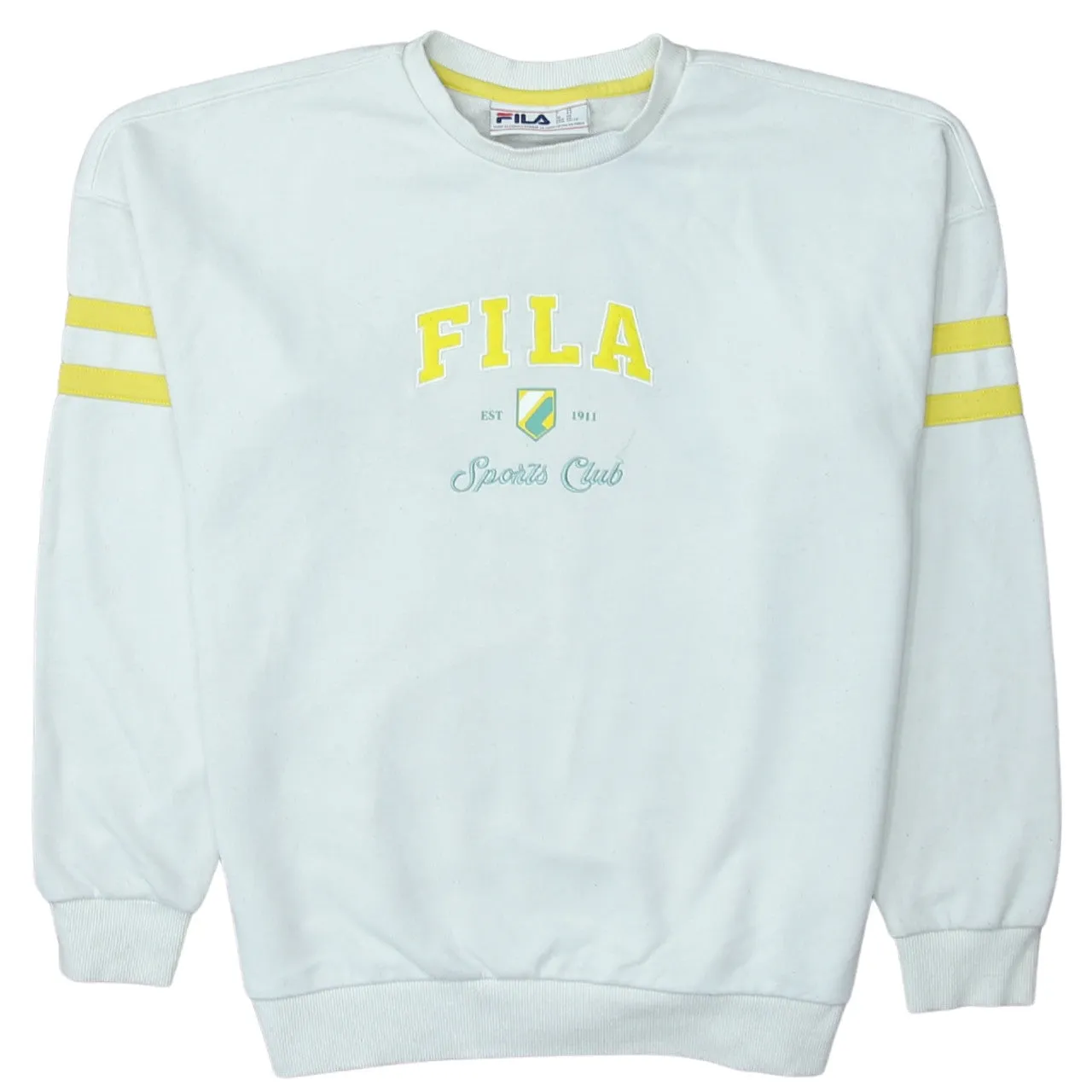 Fila 90's Spellout Crew Neck Sweatshirt XSmall White sold by Vintage Club