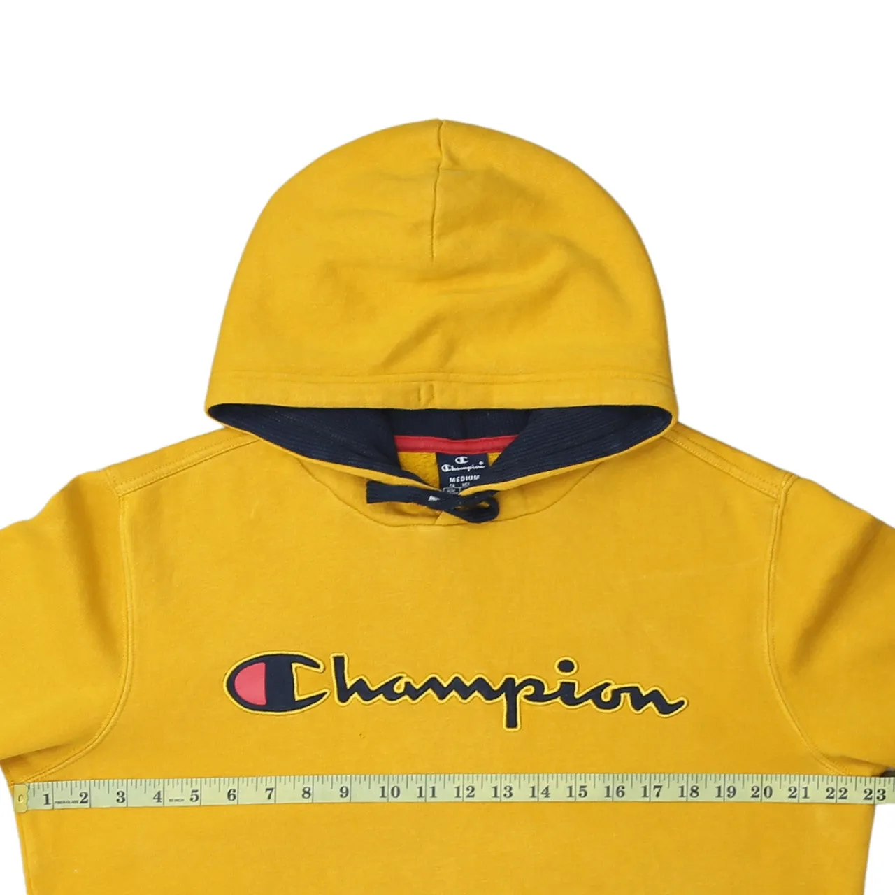 Champion 90's Spellout Pullover Hoodie Medium Yellow sold by Vintage Club product image thumbnail 5