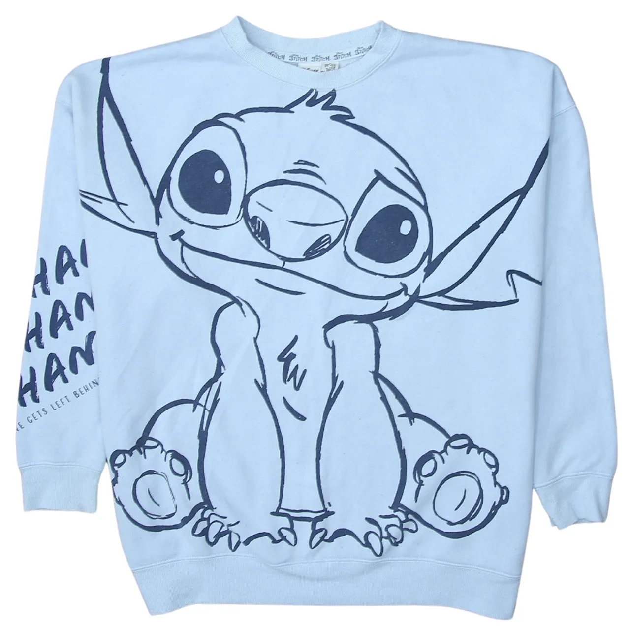 Disney Blue Sweatshirt Women's Medium Stitch Printed Graphic Crewneck Pullover Jumper sold by Vintage Club