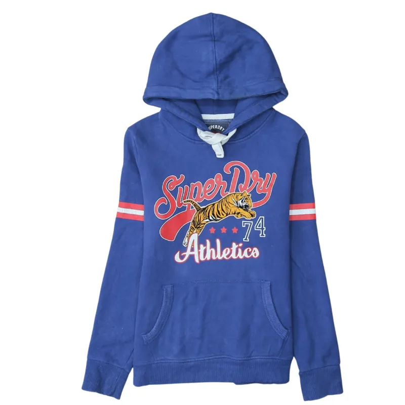 Super Dry 90's Spellout Pullover Hoodie Small  Blue sold by Vintage Club