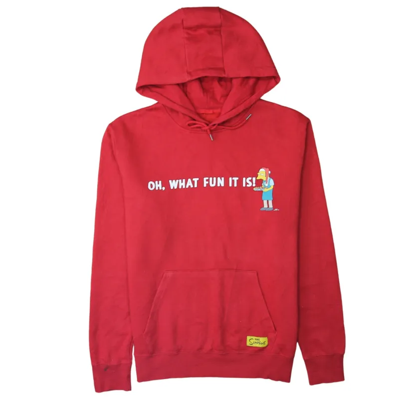 The Simpsons 90's Drawstring Pockets Pullover Hoodie Medium  Red sold by Vintage Club