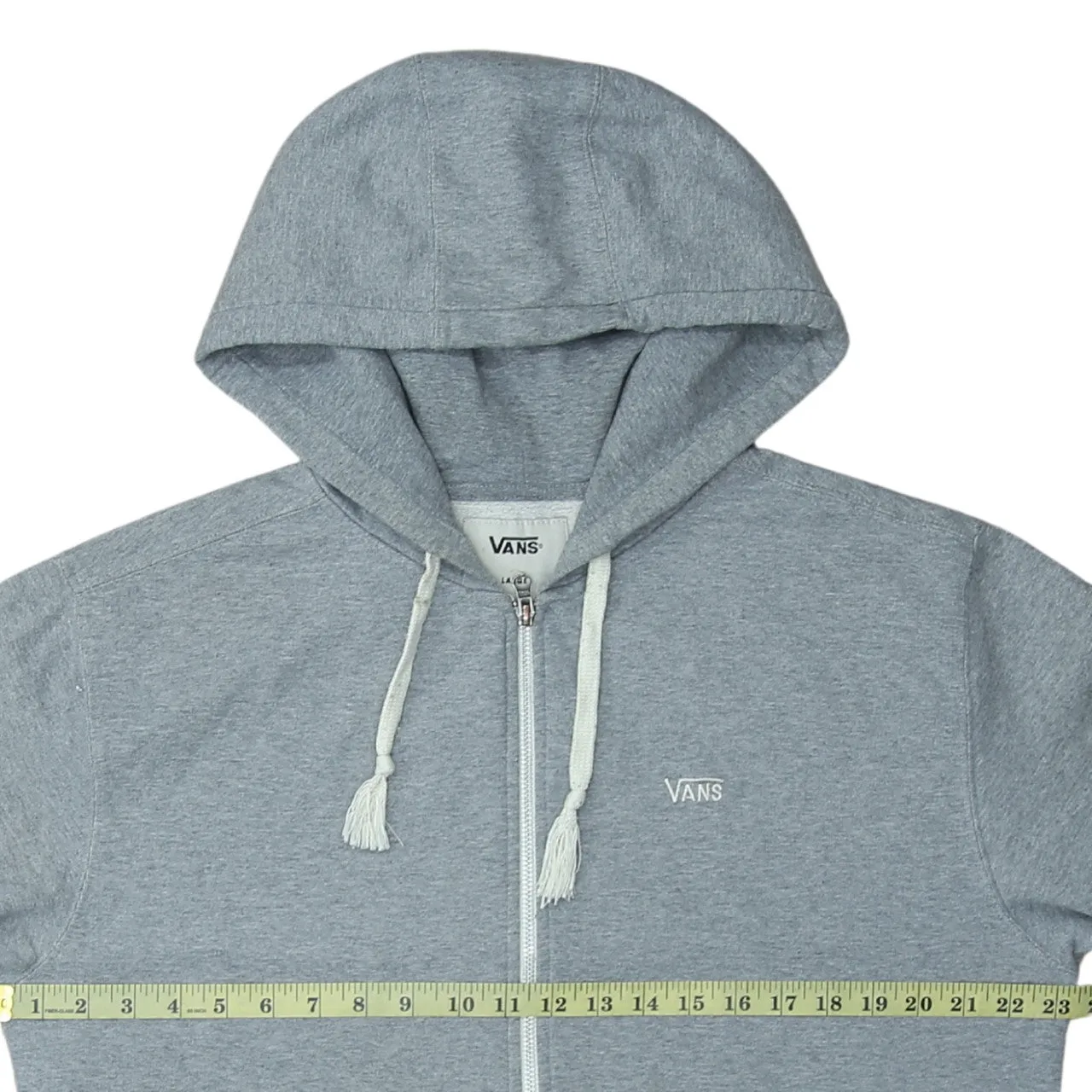 Vans Light Grey Zip Hoodie Women's Large Embroidered Chest Logo Drawstring Hood Sweatshirt sold by Vintage Club product image thumbnail 5