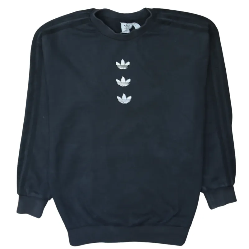Adidas 90's Striped Sleeve Crew Neck Sweatshirt Large  Black sold by Vintage Club