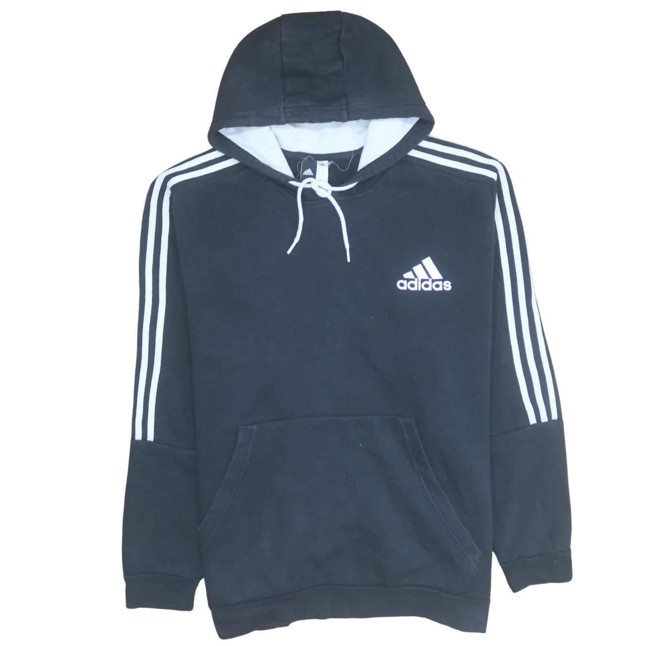 Adidas 90's Striped Sleeve Pullover Hoodie XXXLarge (3XL) Black sold by Vintage Club