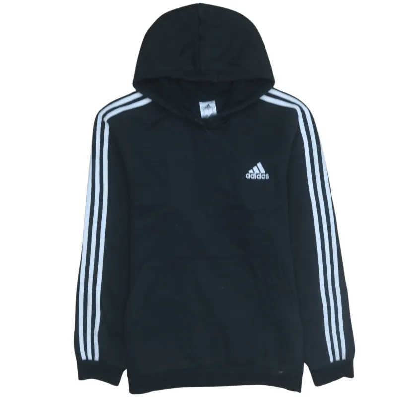 Adidas 90's Striped Sleeve Pullover Hoodie Large Black sold by Vintage Club