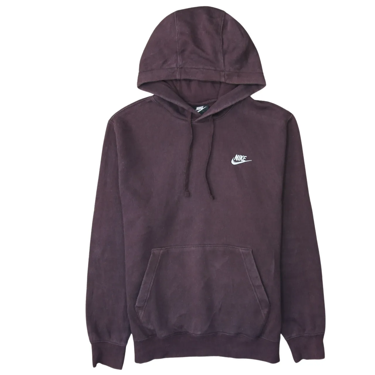 Nike Dark Brown Hoodie Men's Small Embroidered Swoosh Logo Front Pouch Pullover Sweatshirt sold by Vintage Club