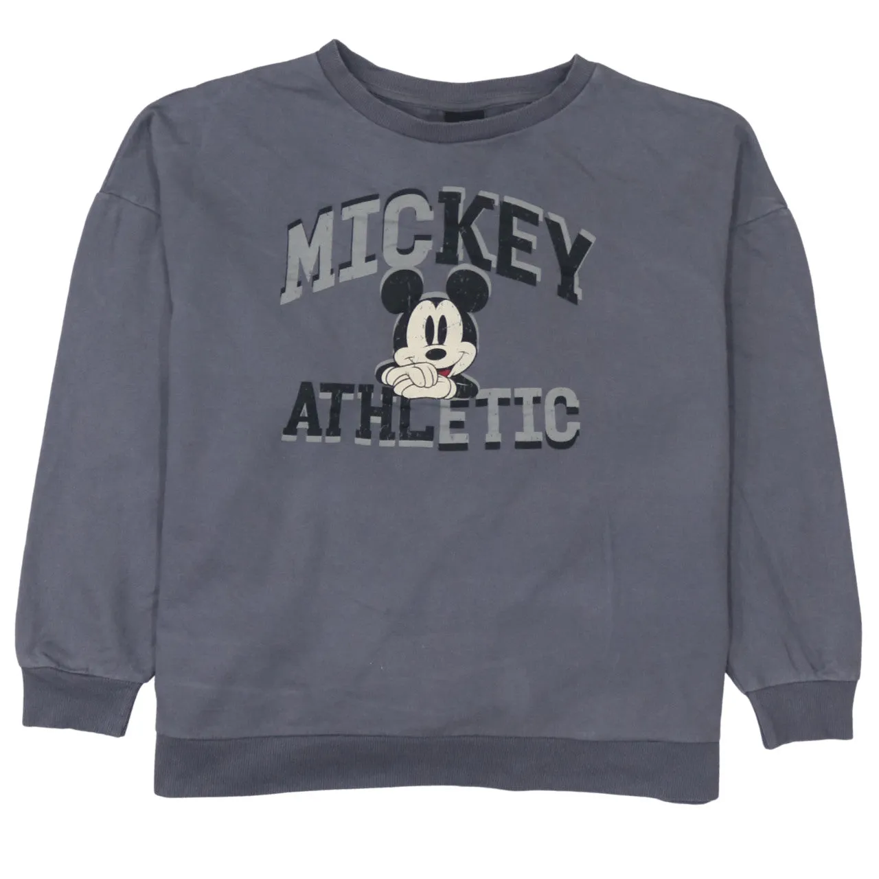 Disney Grey Mickey Athletic Sweatshirt Women's Size 14 Printed Logo Crewneck Pullover Top sold by Vintage Club