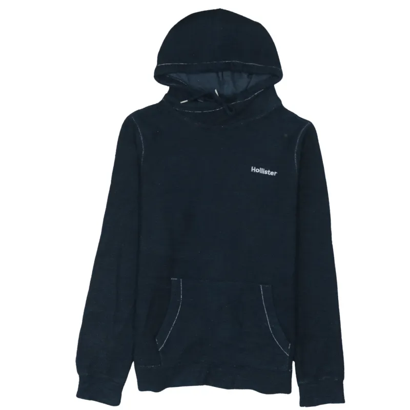 Hollister Navy Blue Hoodie Women’s Large Embroidered Chest Logo Front Pocket Pullover Sweatshirt made by Hollister