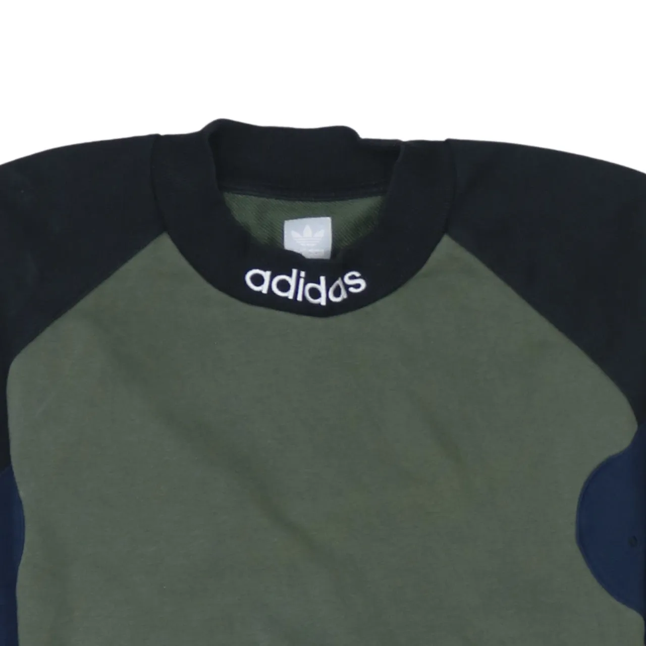 Adidas Khaki Green Sweatshirt Men's Small Embroidered Neck Logo Three Stripe Sleeves Top sold by Vintage Club product image thumbnail 3