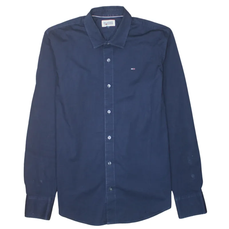 Tommy Hilfiger 90's Long Sleeve Button Up Shirt Large Navy Blue made by Tommy Hilfiger
