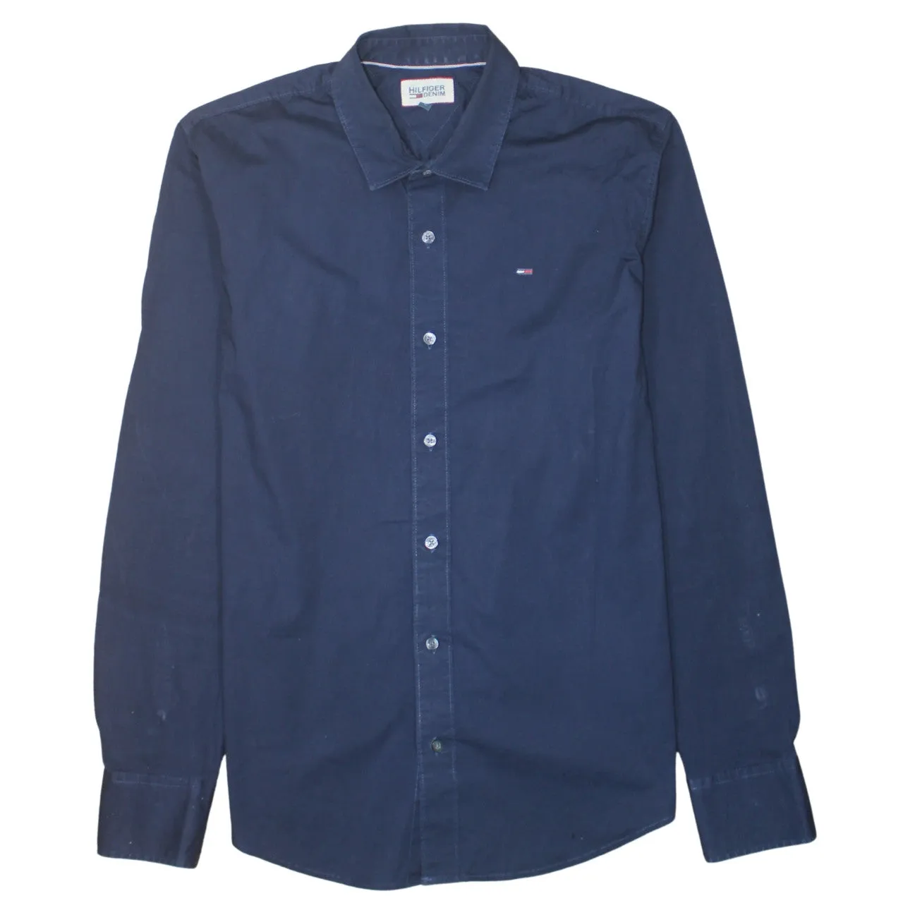 Tommy Hilfiger 90's Long Sleeve Button Up Shirt Large Navy Blue sold by Vintage Club