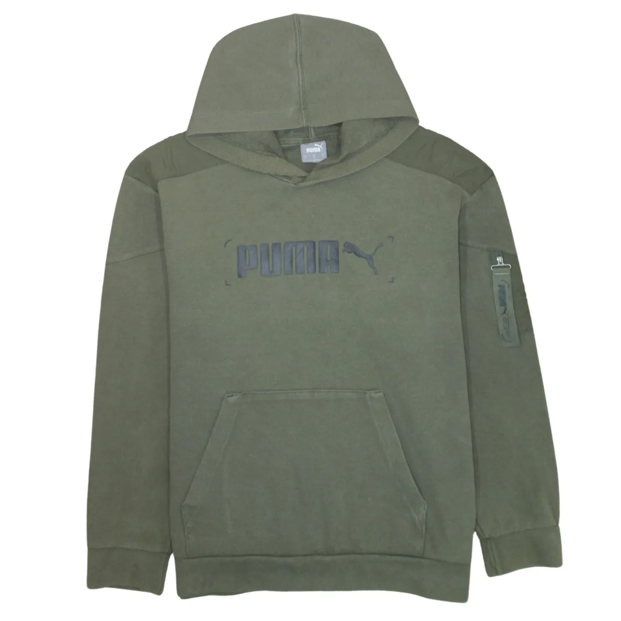 Puma 90's Spellout Pullover Hoodie Large Khaki Green sold by Vintage Club