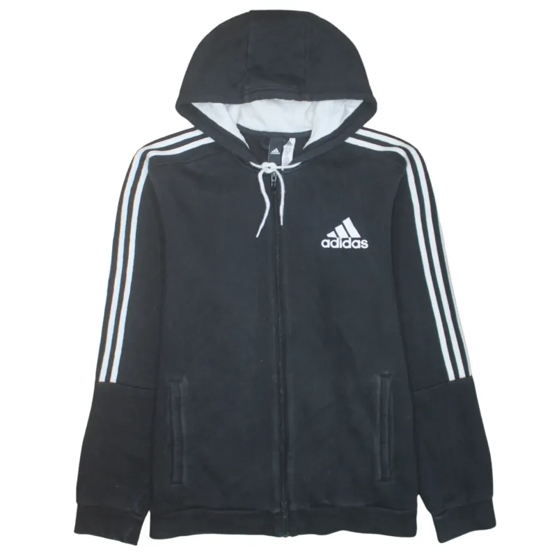 Adidas 90's Striped Sleeve Full Zip Up Hoodie Large Black sold by Vintage Club