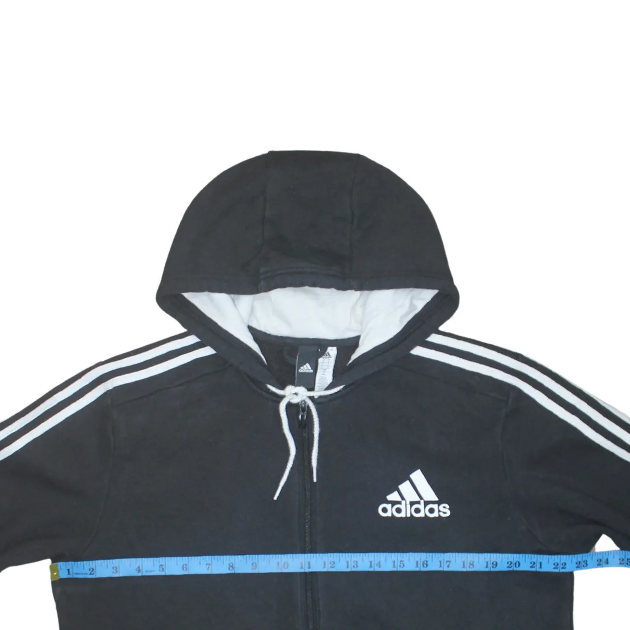 Adidas 90's Striped Sleeve Full Zip Up Hoodie Large Black sold by Vintage Club product image thumbnail 5