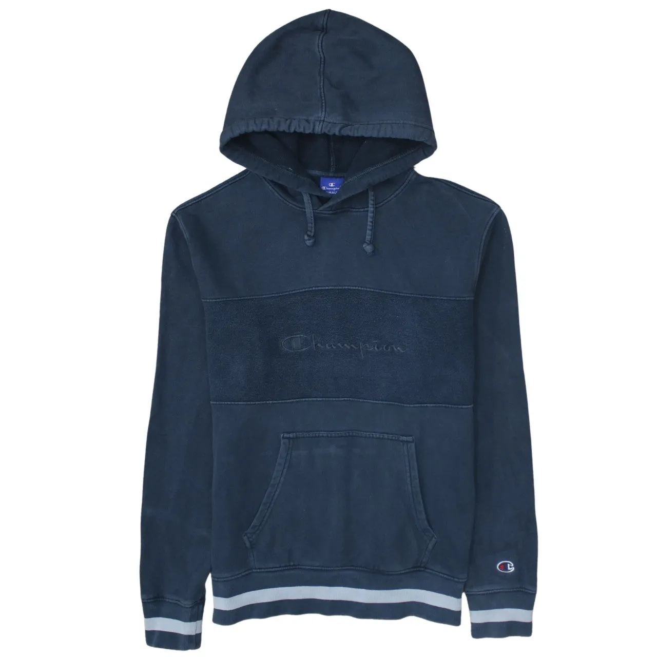 Champion 90's Drawstring Pockets Pullover Hoodie Small Navy Blue sold by Vintage Club
