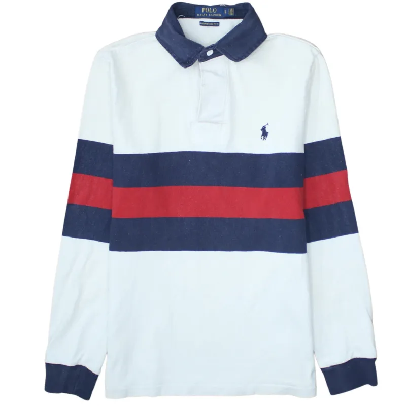 Polo Ralph Lauren 90's Long Sleeve Quarter Button Polo Shirt Small White sold by Vintage Club