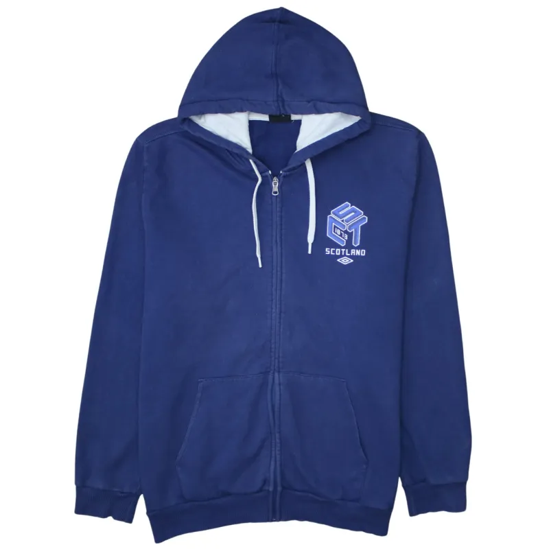 Umbro 90's Drawstring Pockets Full Zip Up Hoodie XXXLarge (3XL) Blue made by Umbro