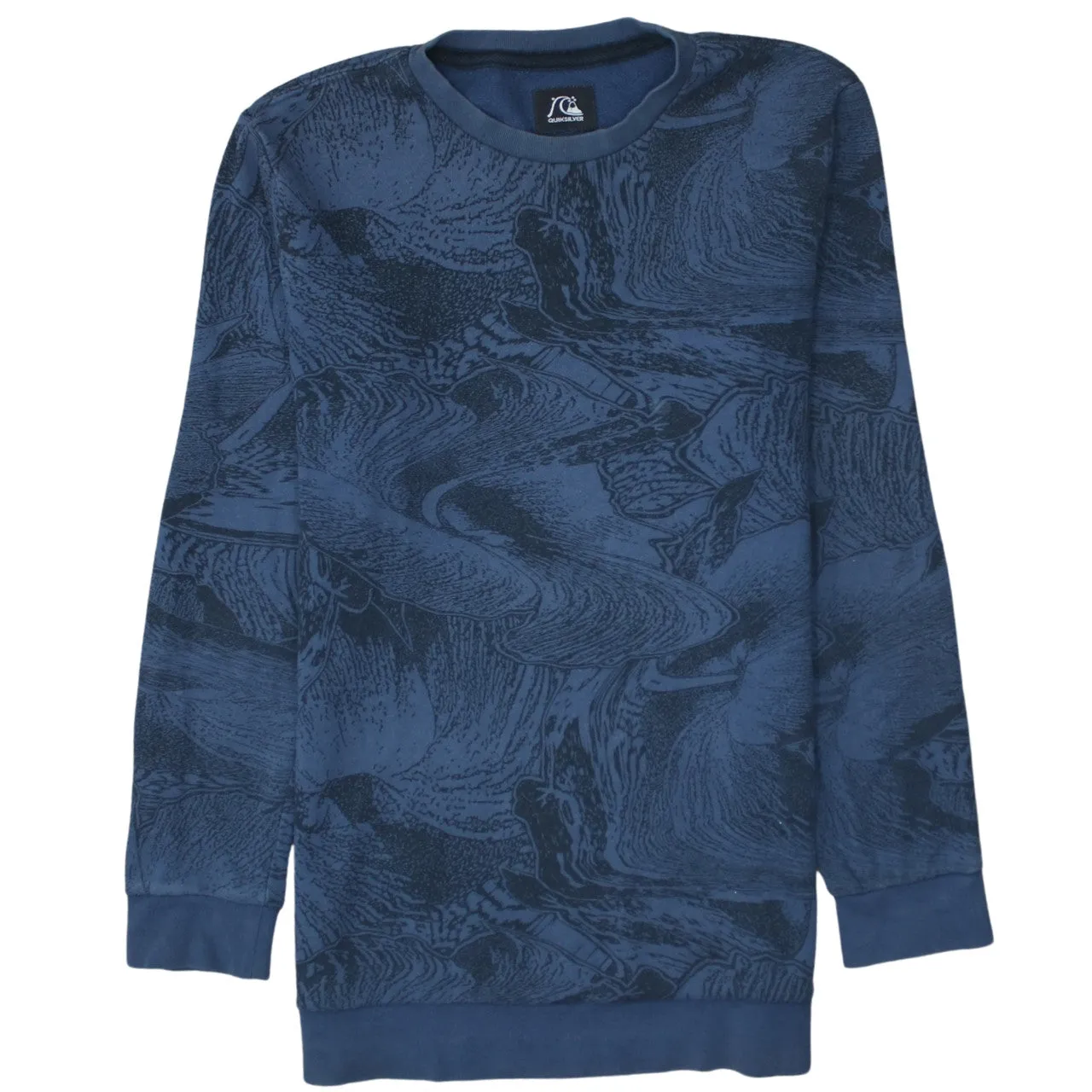 Quicksilver 90's Plain Crew Neck Sweatshirt Small Navy Blue sold by Vintage Club