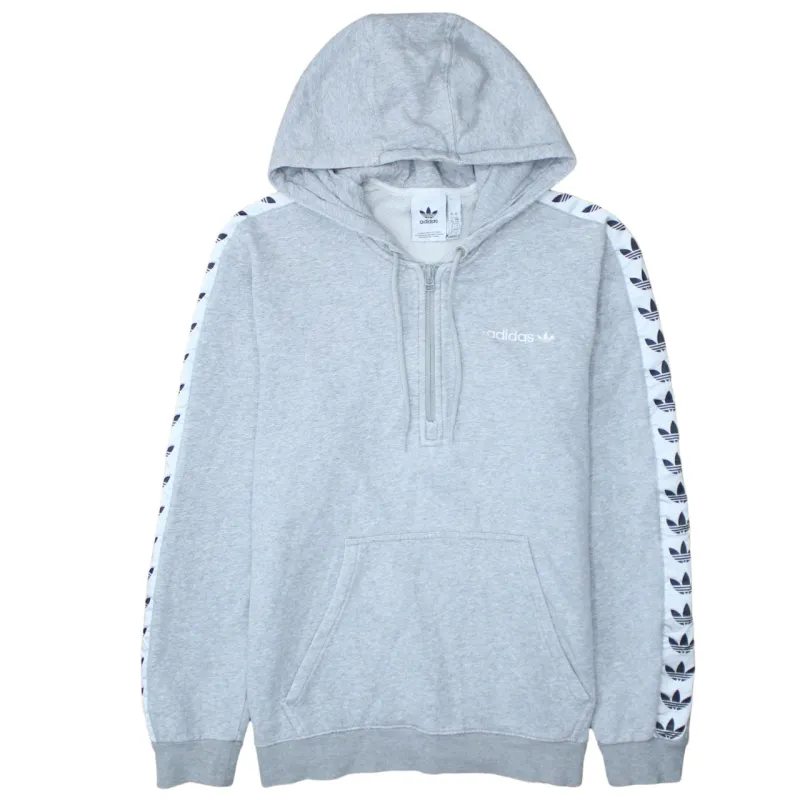 Adidas 90's Drawstring Pockets Quarter Zip Hoodie Large Grey sold by Vintage Club