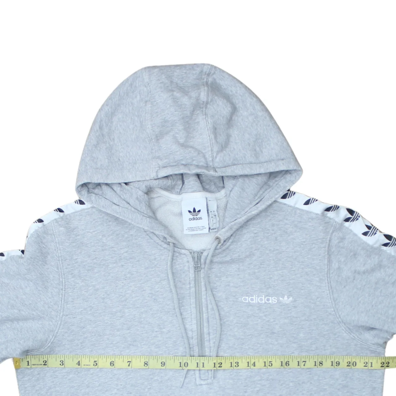 Adidas 90's Drawstring Pockets Quarter Zip Hoodie Large Grey sold by Vintage Club product image thumbnail 5