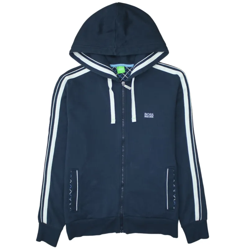 HUGO BOSS 90's Lightweight Full Zip Up Hoodie Medium Navy Blue sold by Vintage Club