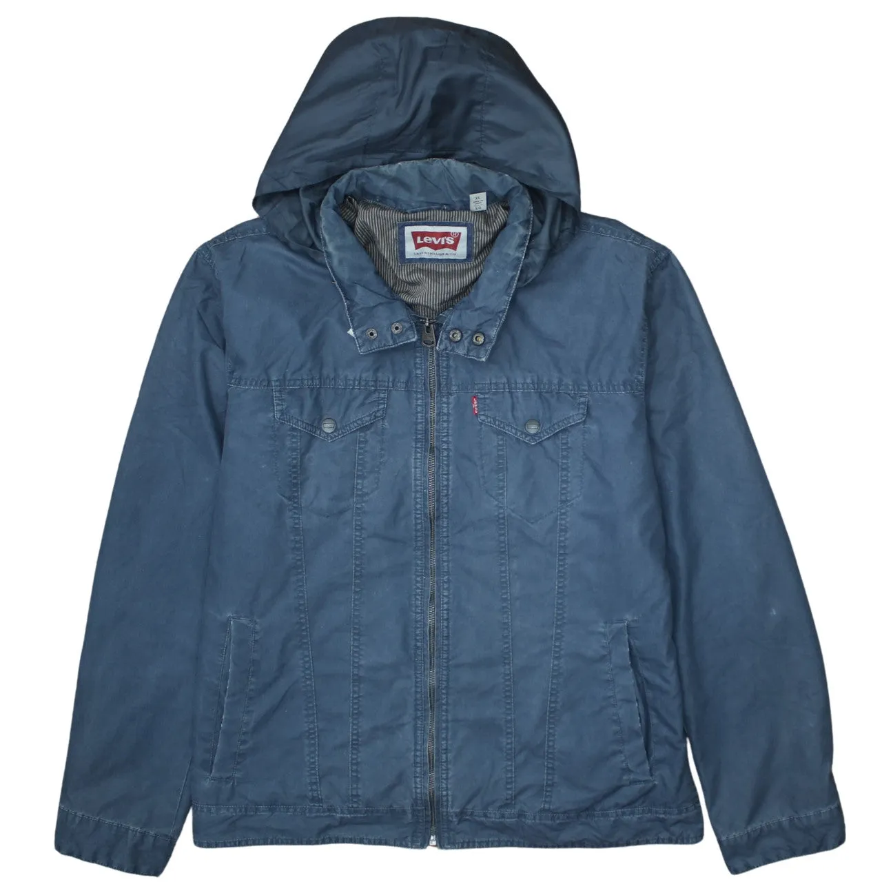 Levi's 90's Hooded Full Zip Up Windbreaker XLarge Blue sold by Vintage Club