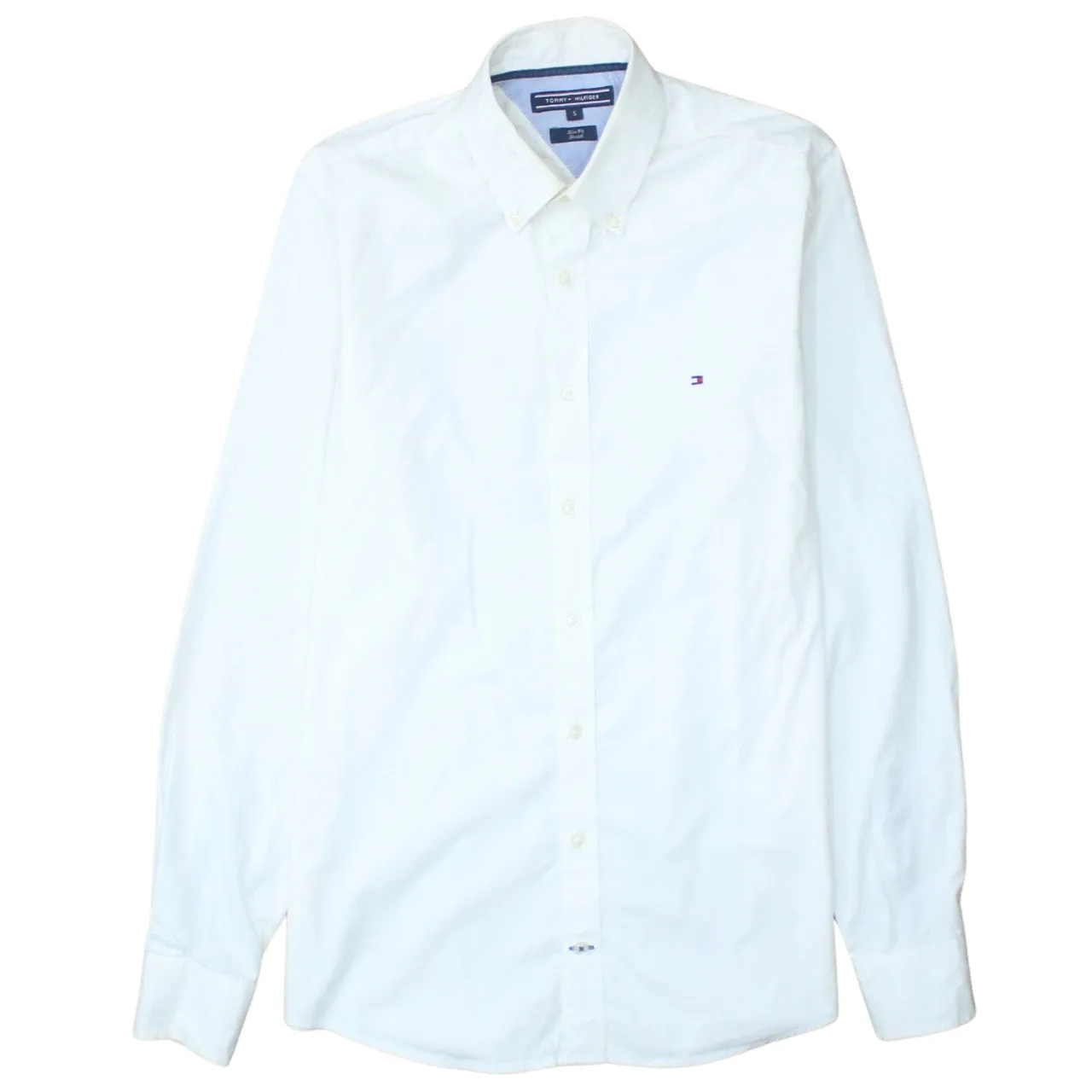 Tommy Hilfiger 90's Long Sleeve Button Up Shirt Small Beige Cream sold by Vintage Club