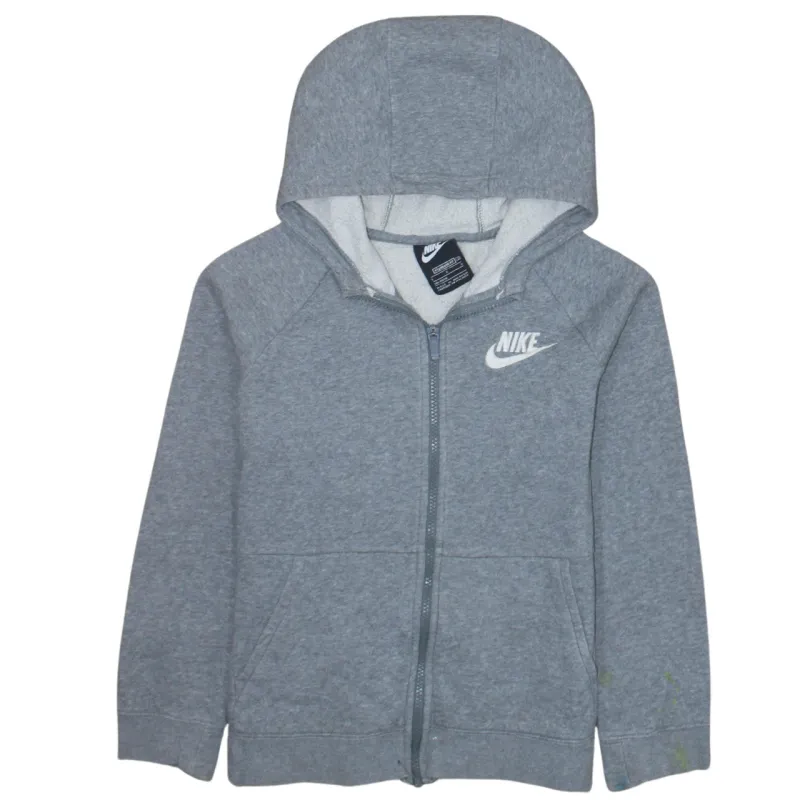 Nike Grey Full Zip Hoodie Women's Large Embroidered Swoosh Split Pockets Fleece Top sold by Vintage Club