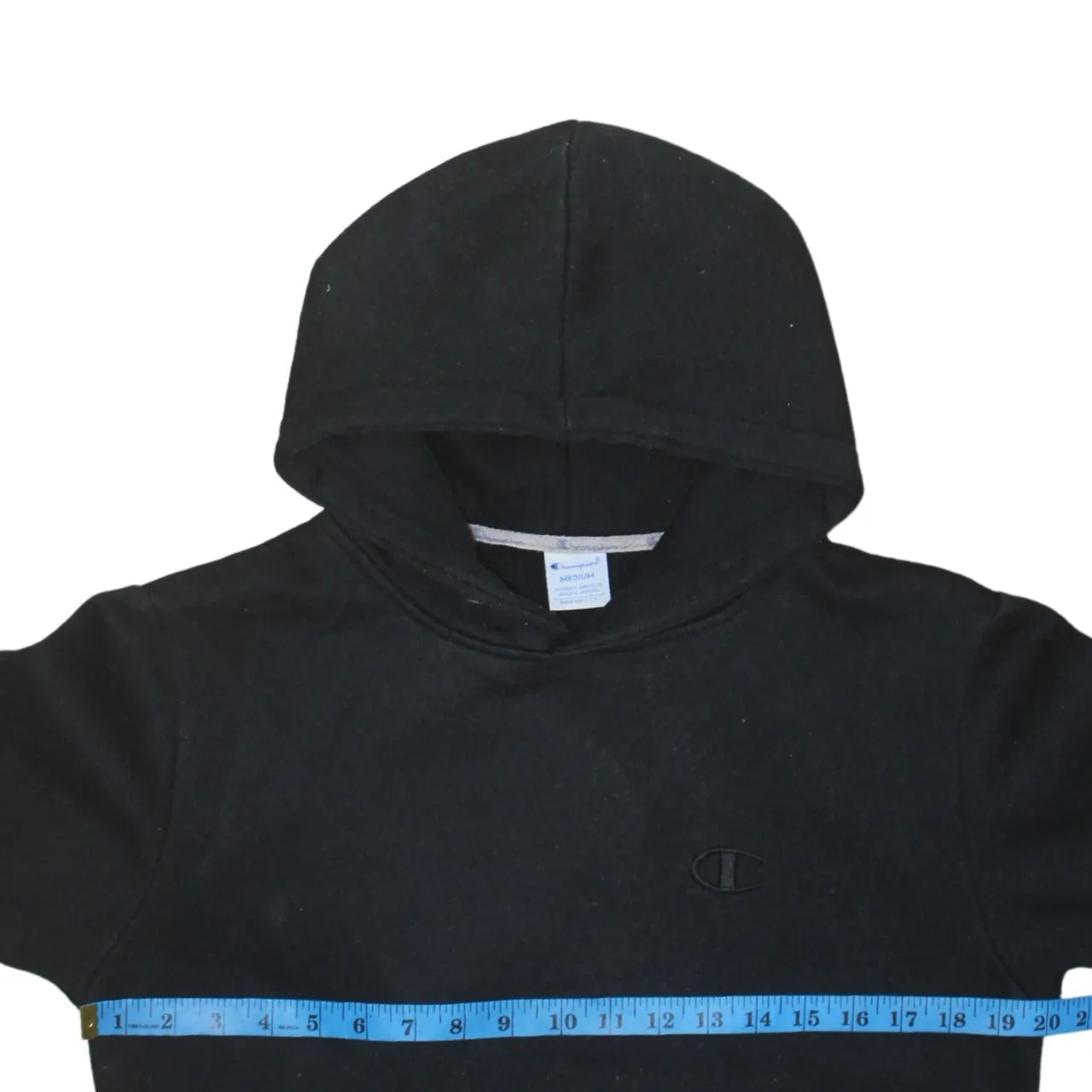 Champion 90's Drawstring Pockets Pullover Hoodie Medium Black sold by Vintage Club product image thumbnail 5