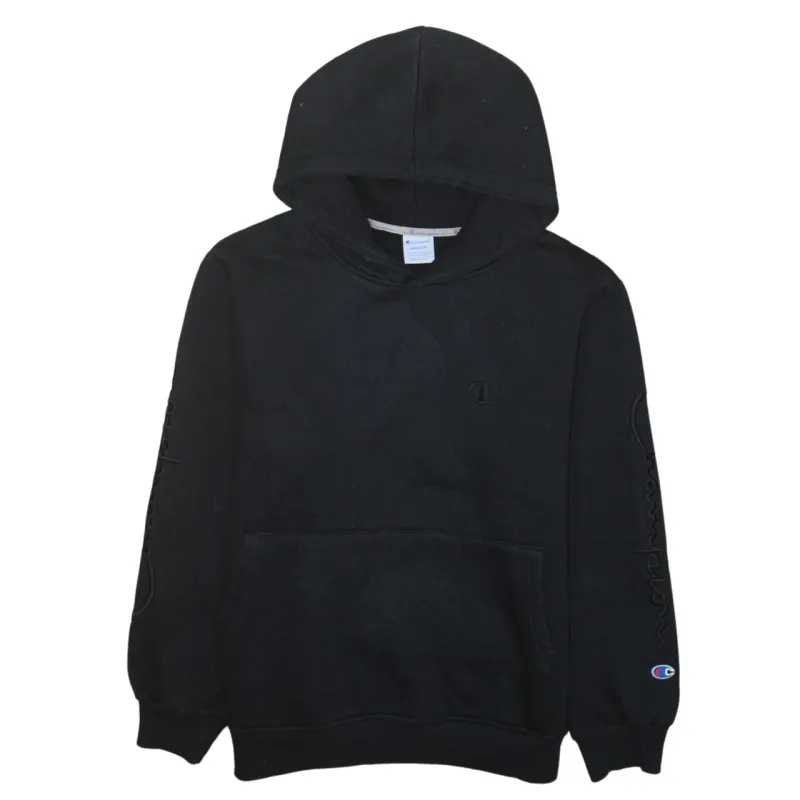 Champion 90's Drawstring Pockets Pullover Hoodie Medium Black sold by Vintage Club