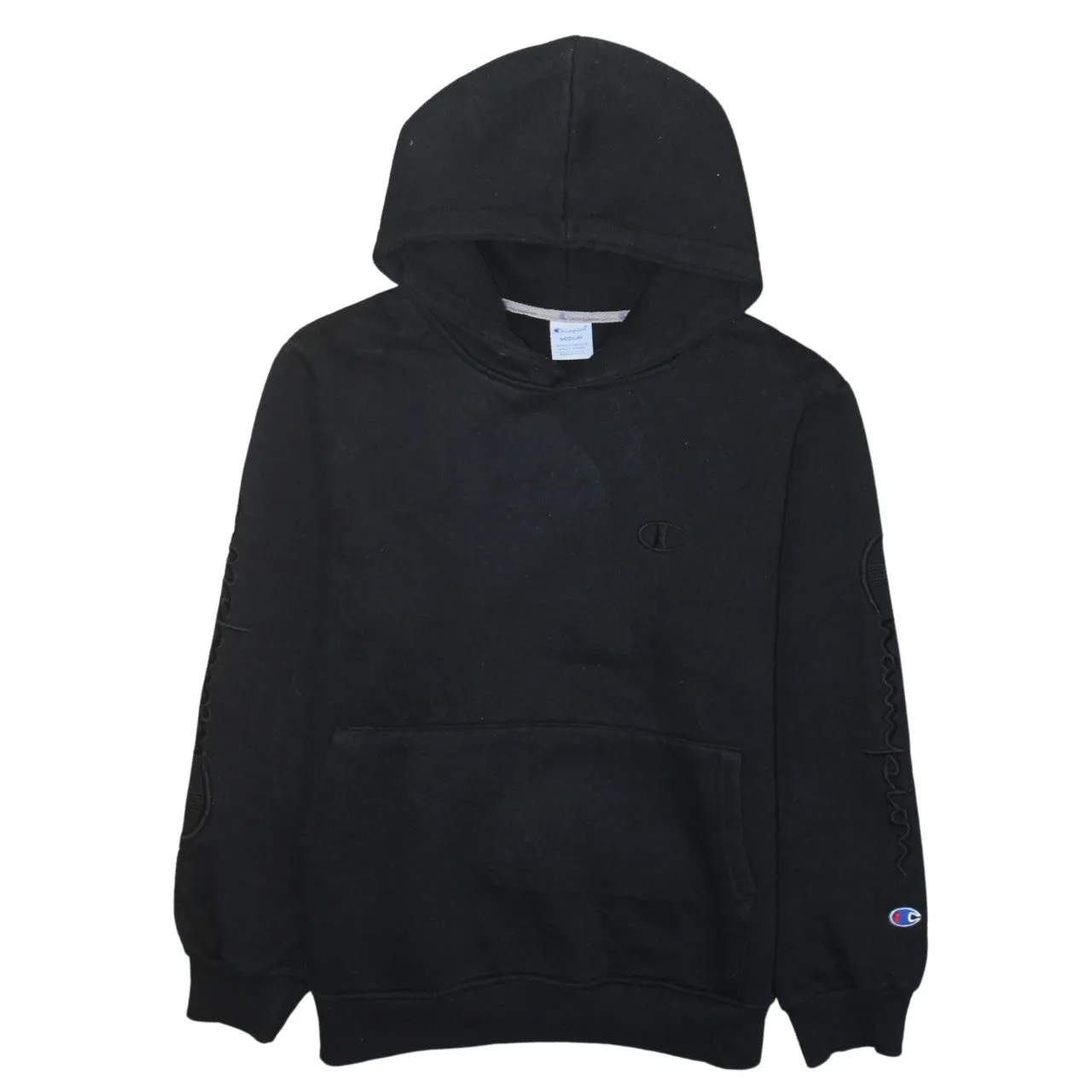 Champion 90's Drawstring Pockets Pullover Hoodie Medium Black sold by Vintage Club