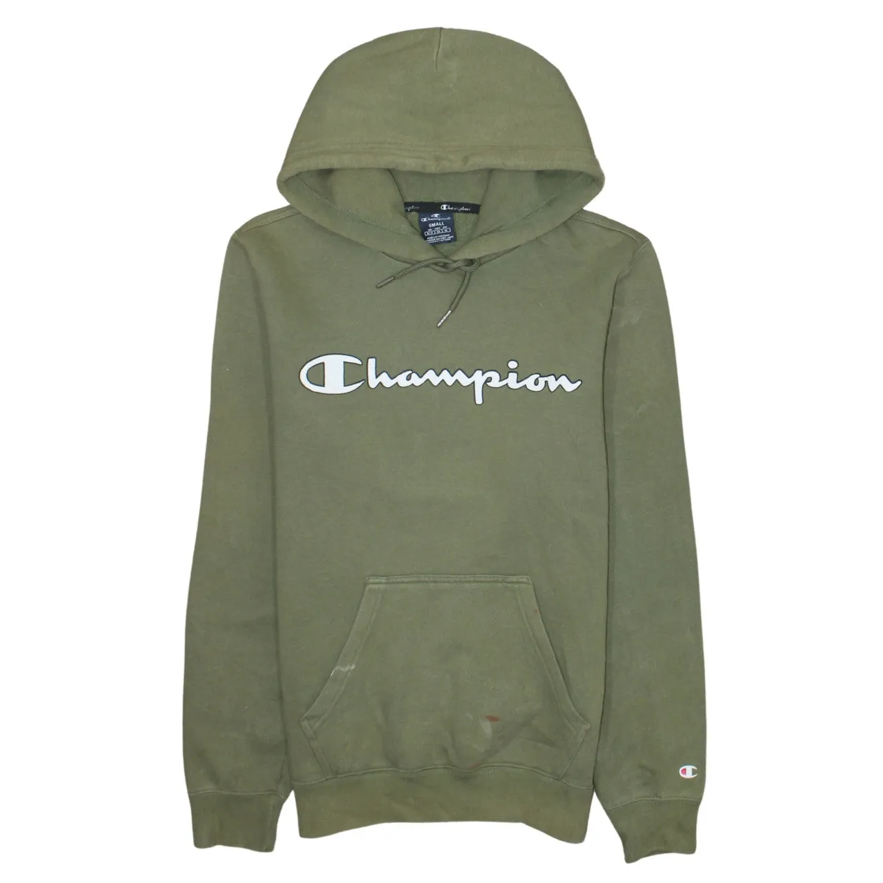 Champion 90's Spellout Pullover Hoodie Small Green sold by Vintage Club
