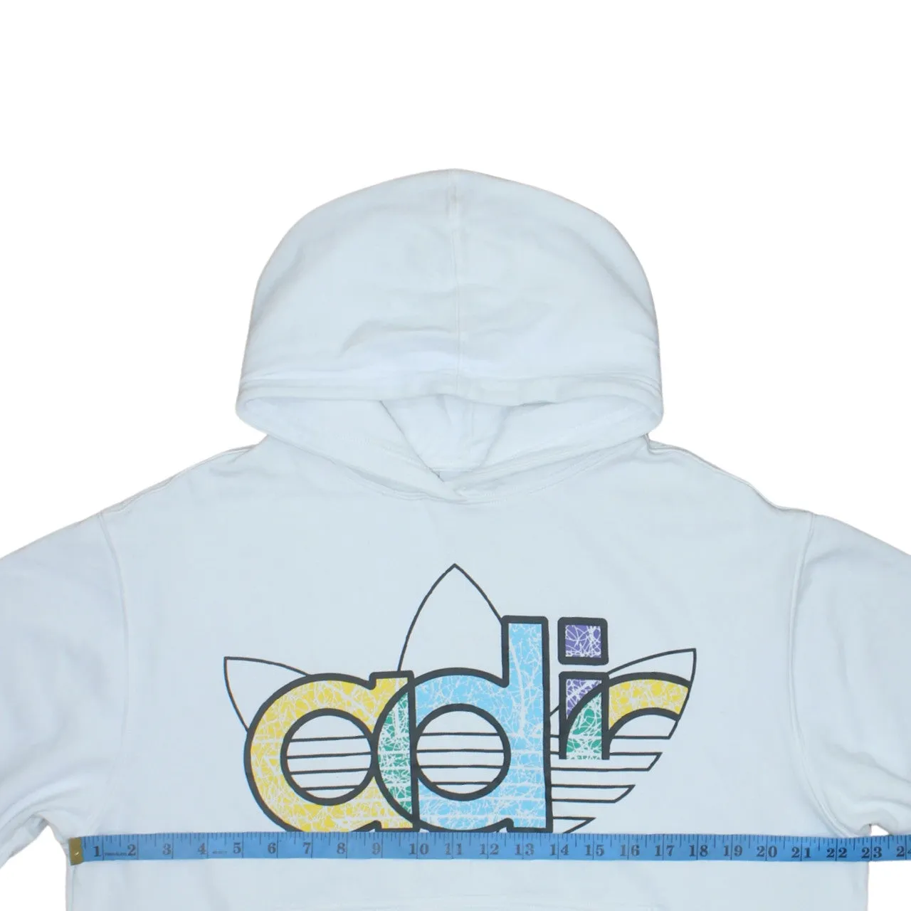 Adidas White Hoodie Men’s Medium Trefoil Graphic Printed Logo Pullover Sweatshirt sold by Vintage Club product image thumbnail 5