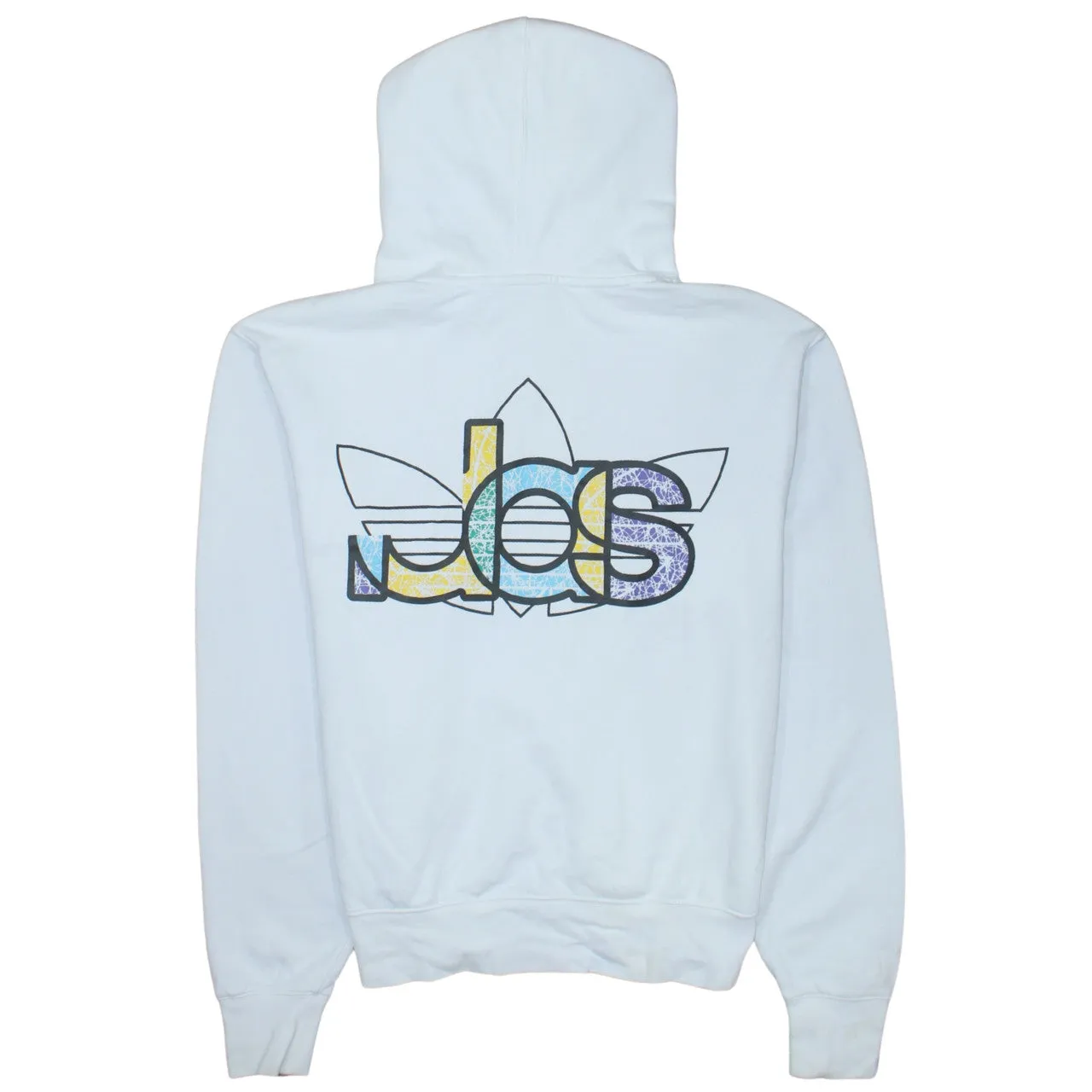 Adidas White Hoodie Men’s Medium Trefoil Graphic Printed Logo Pullover Sweatshirt sold by Vintage Club product image thumbnail 2