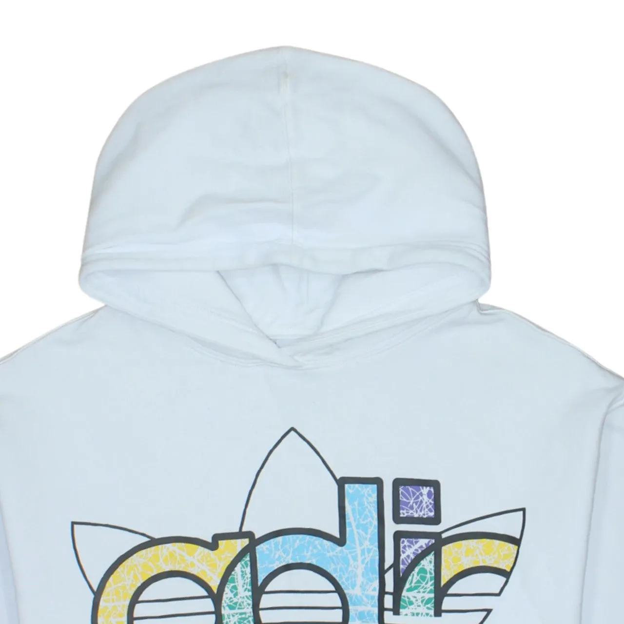 Adidas White Hoodie Men’s Medium Trefoil Graphic Printed Logo Pullover Sweatshirt sold by Vintage Club product image thumbnail 3