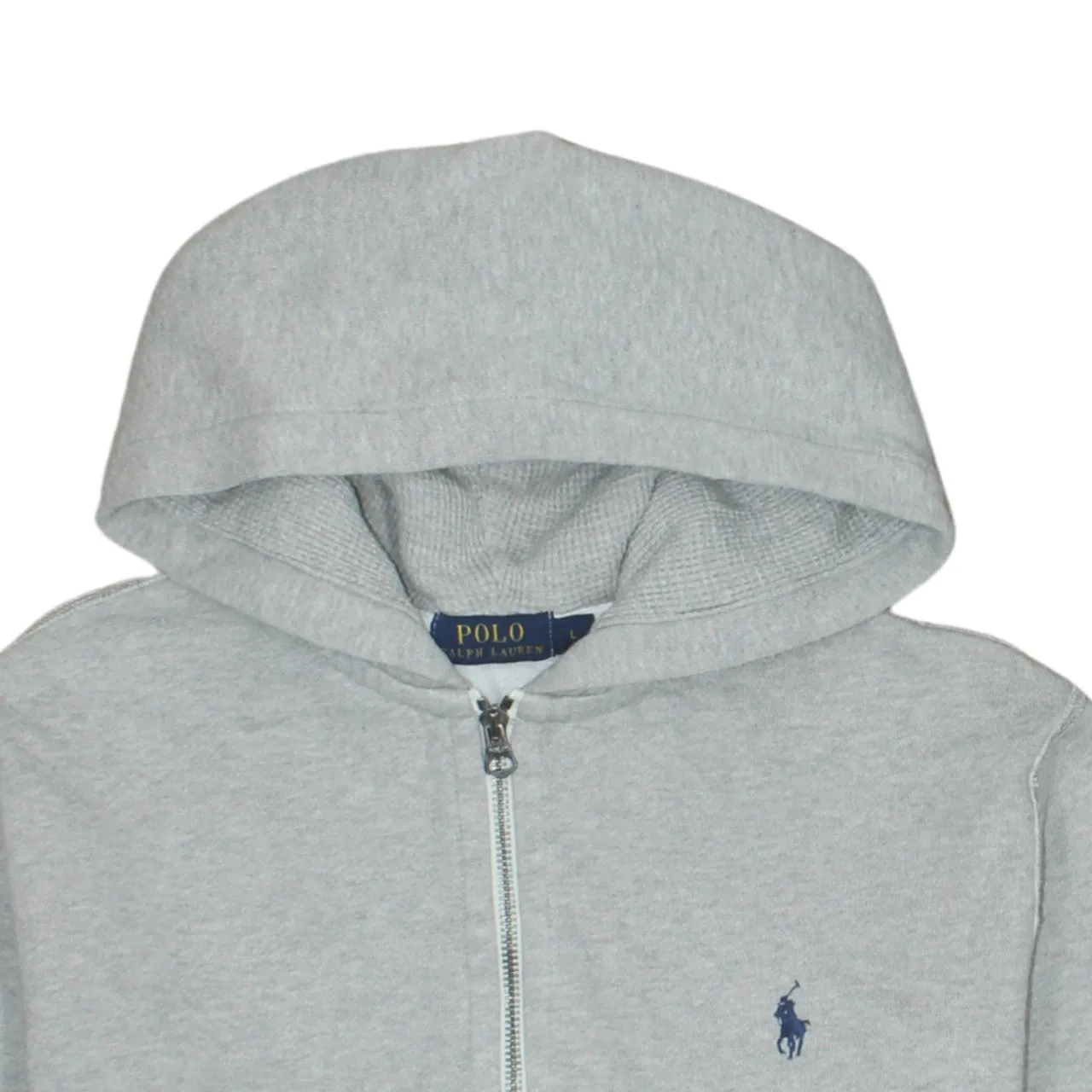 Polo Ralph Lauren Grey Zip Hoodie Women's Large Embroidered Pony Logo Split Pockets Sweatshirt sold by Vintage Club product image thumbnail 3