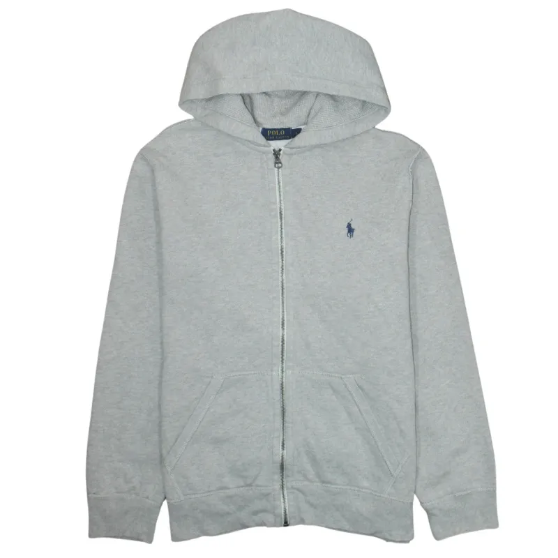 Polo Ralph Lauren Grey Zip Hoodie Women's Large Embroidered Pony Logo Split Pockets Sweatshirt made by Polo by Ralph Lauren