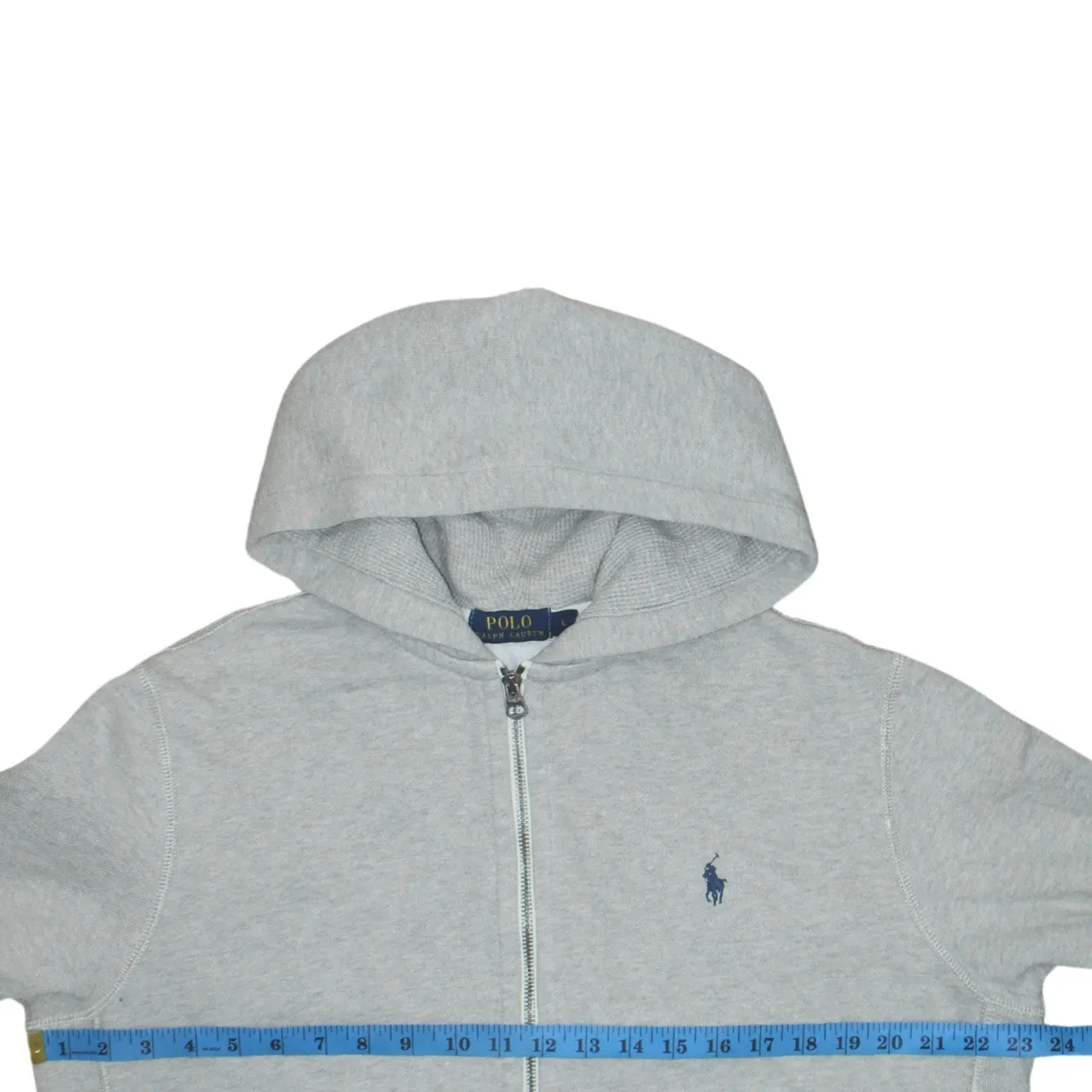 Polo Ralph Lauren Grey Zip Hoodie Women's Large Embroidered Pony Logo Split Pockets Sweatshirt sold by Vintage Club product image thumbnail 5