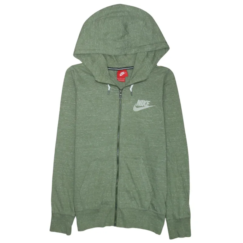 Nike Green Full Zip Hoodie Men's Large Printed Chest Logo Split Pocket Casual Sweatshirt made by Nike