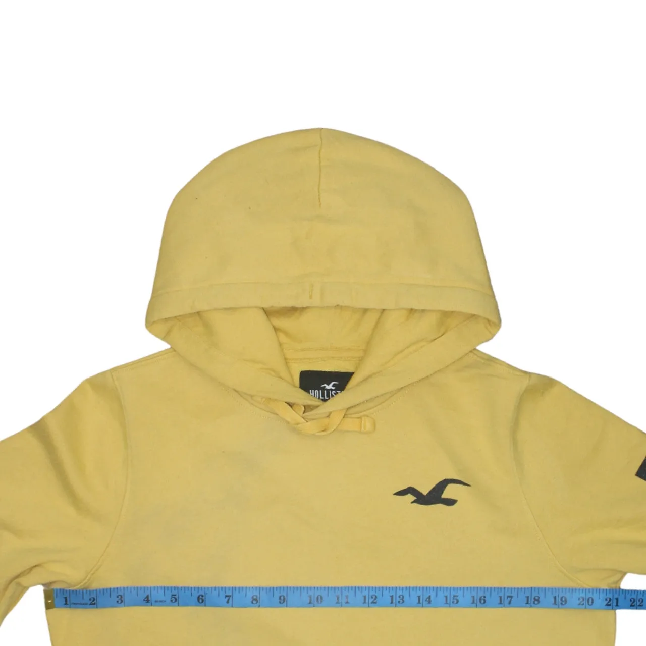 Hollister 90's Drawstring Pockets Pullover Hoodie Medium Yellow sold by Vintage Club product image thumbnail 5