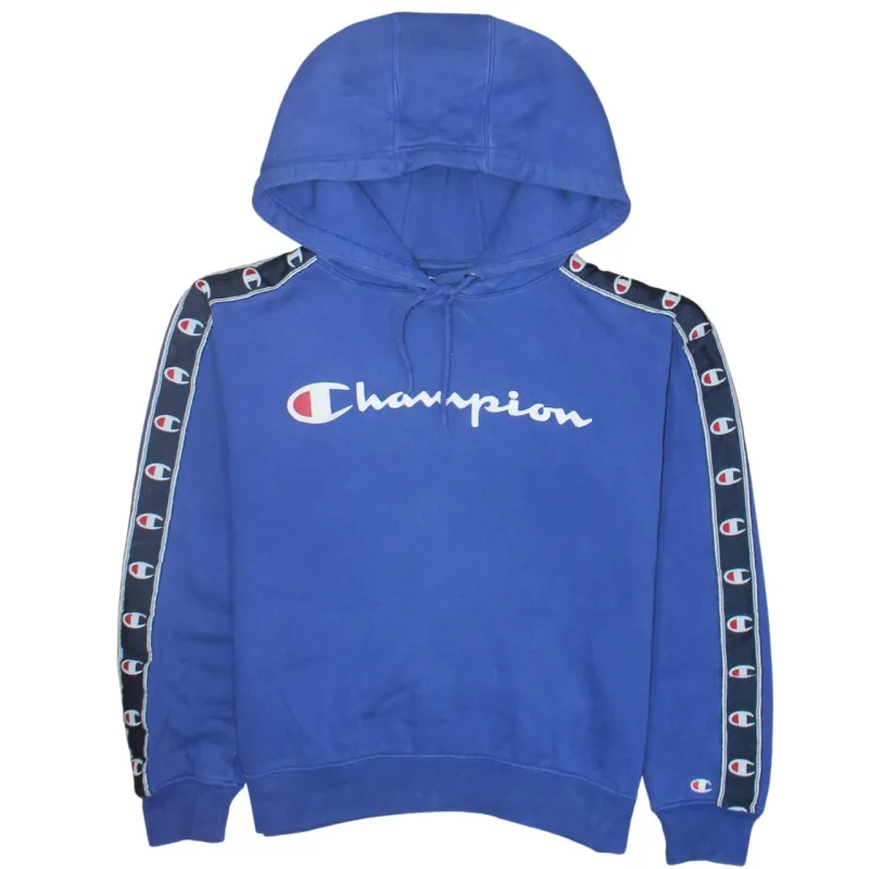 Champion 90's Spellout Pullover Hoodie XSmall Blue sold by Vintage Club