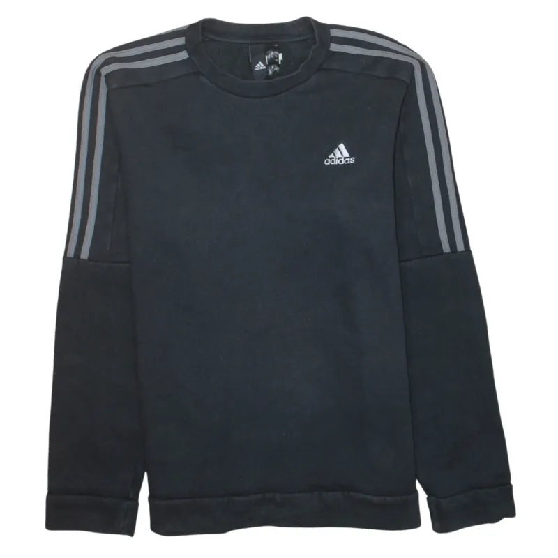 Adidas 90's Striped Sleeve Crew Neck Sweatshirt Large  Black sold by Vintage Club