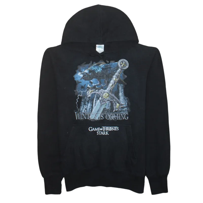 Retro 90's Drawstring Pockets Pullover Hoodie XSmall Black sold by Vintage Club