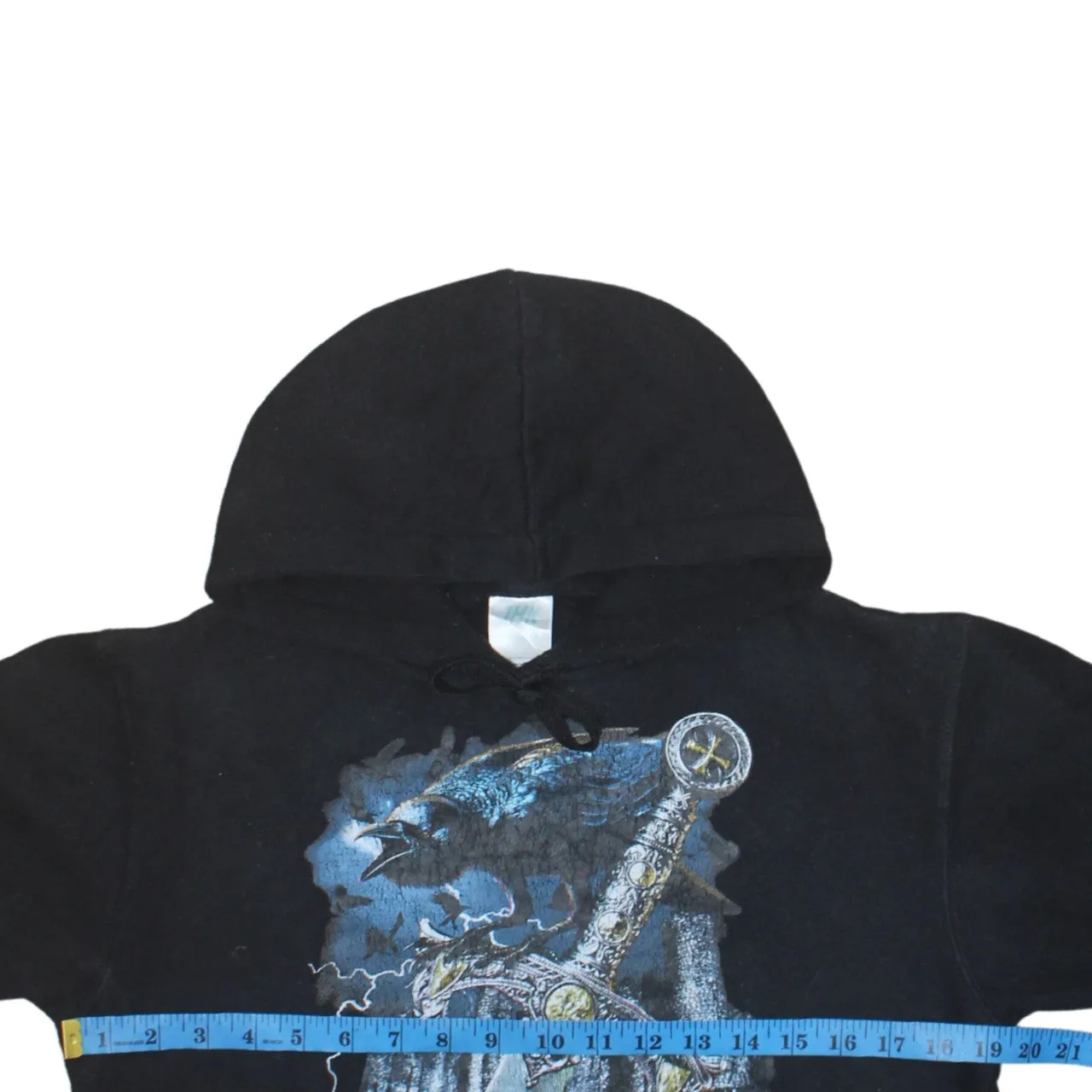 Retro 90's Drawstring Pockets Pullover Hoodie XSmall Black sold by Vintage Club product image thumbnail 5