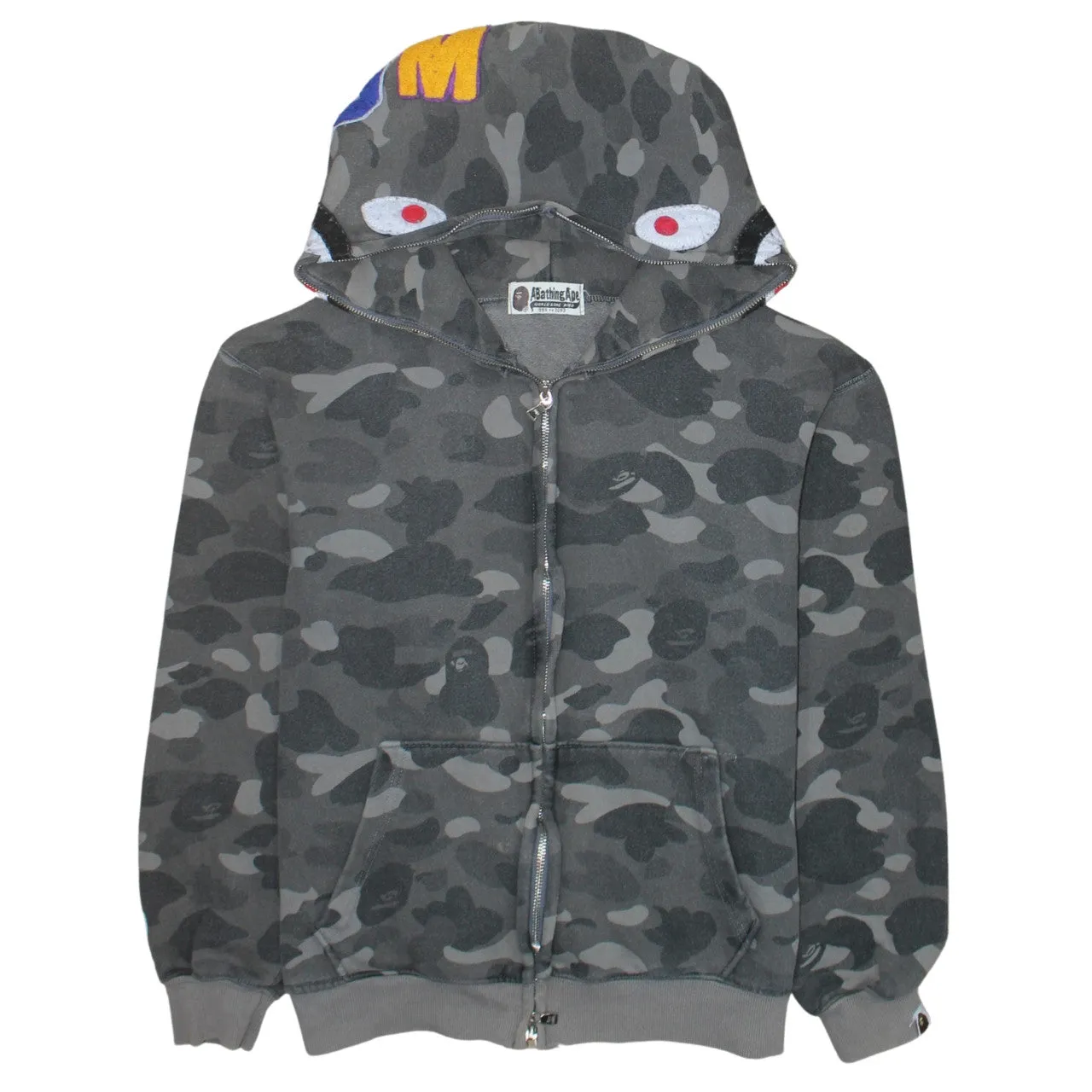 A Bathing Ape 90's Drawstring Pockets Full Zip Up Hoodie Medium Grey sold by Vintage Club