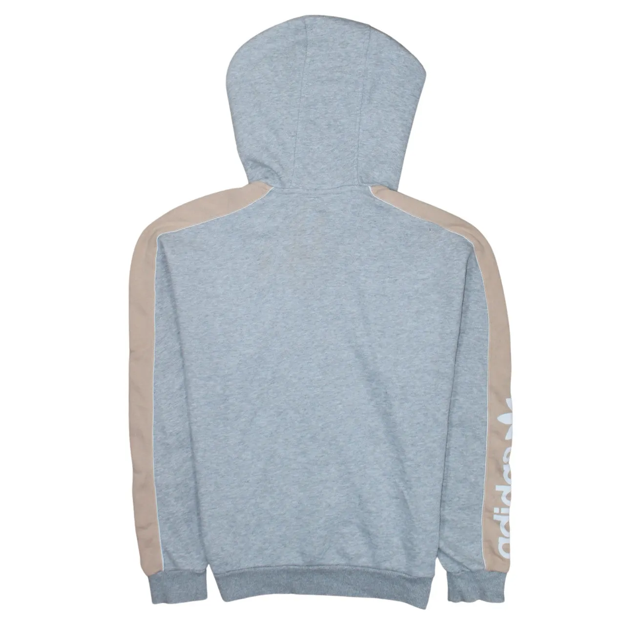 Adidas Grey Half Zip Hoodie Women’s Small Trefoil Logo Beige Sleeve Panels Pullover Sweatshirt sold by Vintage Club product image thumbnail 2