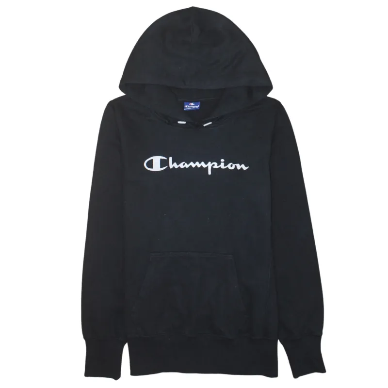 Champion 90's Spellout Pullover Hoodie Large Black sold by Vintage Club