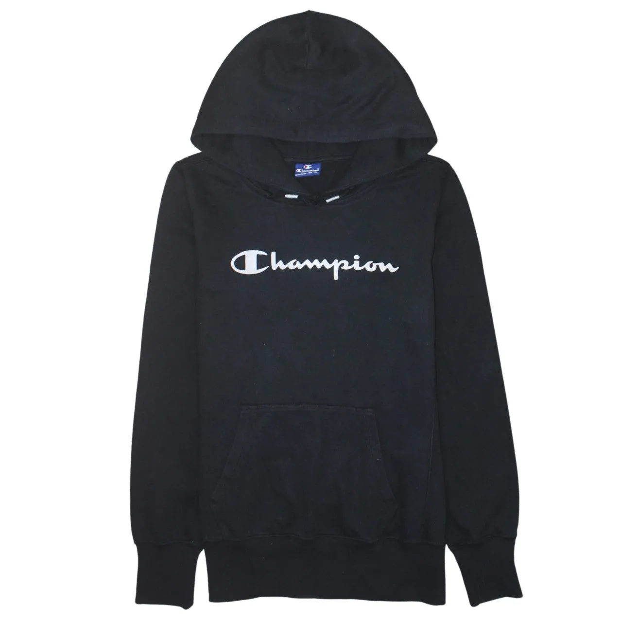 Champion 90's Spellout Pullover Hoodie Large Black sold by Vintage Club